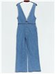 Belted straight denim Jumpsuit azul (XS-XL)