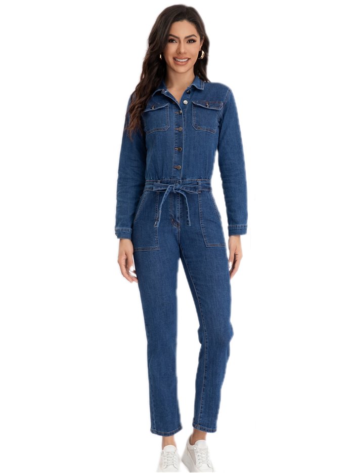 Mono largo denim botones azul (S-M-L-XL)