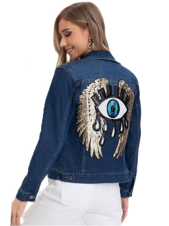 Sequinned denim jacket azul (S-XXL)