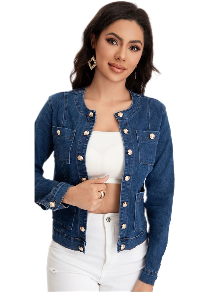 Cazadora denim botones azul (S-XXL)