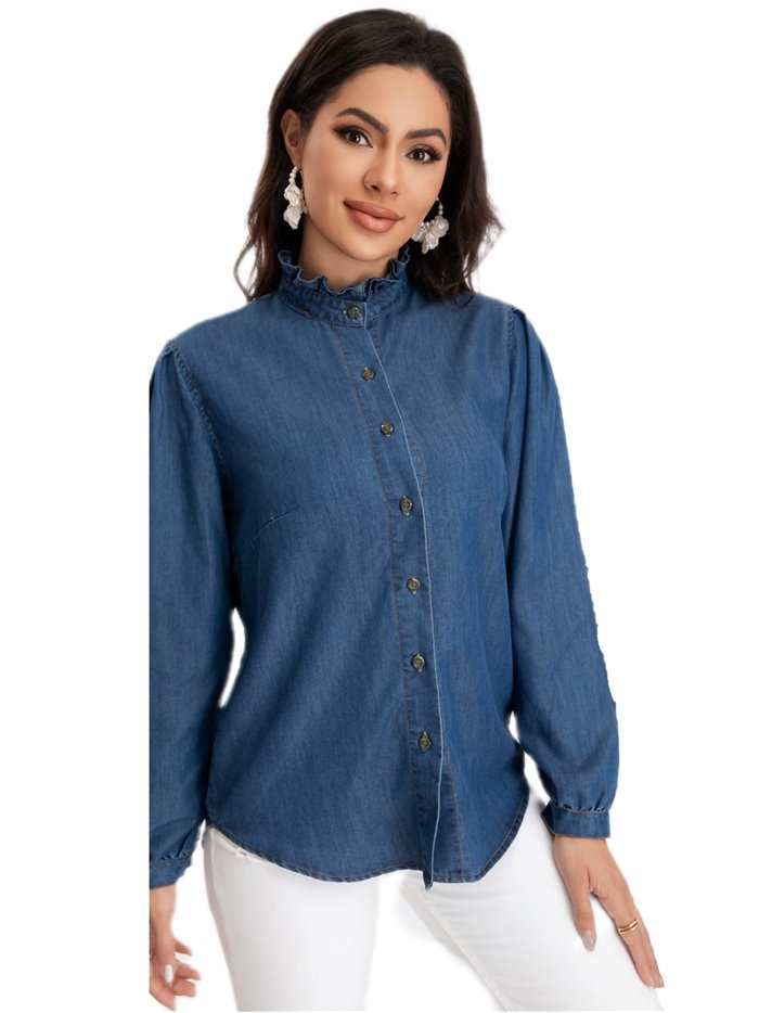 Camisa denim volantes azul (S-XXL)