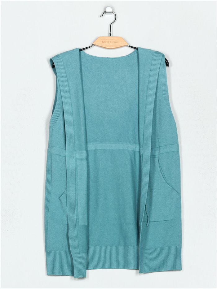 Hooded knit waistcoat (M/L-L/XL)