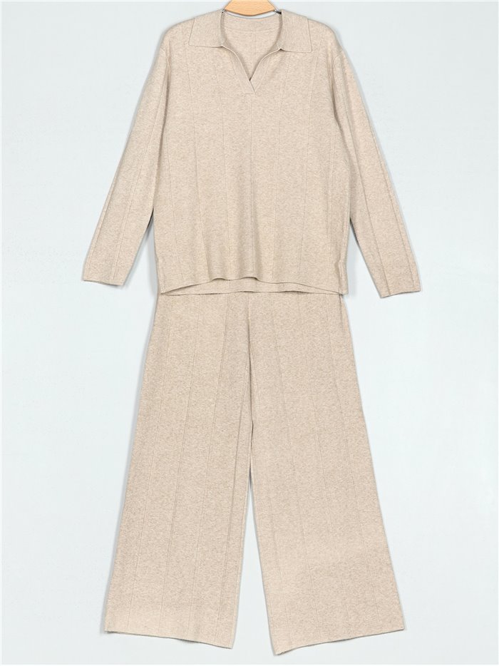 Ribbed knit sweater + trousers (M/L-L/XL)