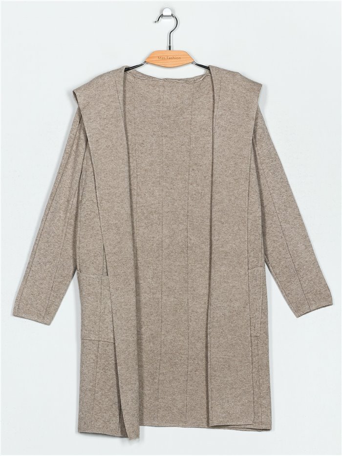 Ribbed knit cardigan with hood (M/L-L/XL)