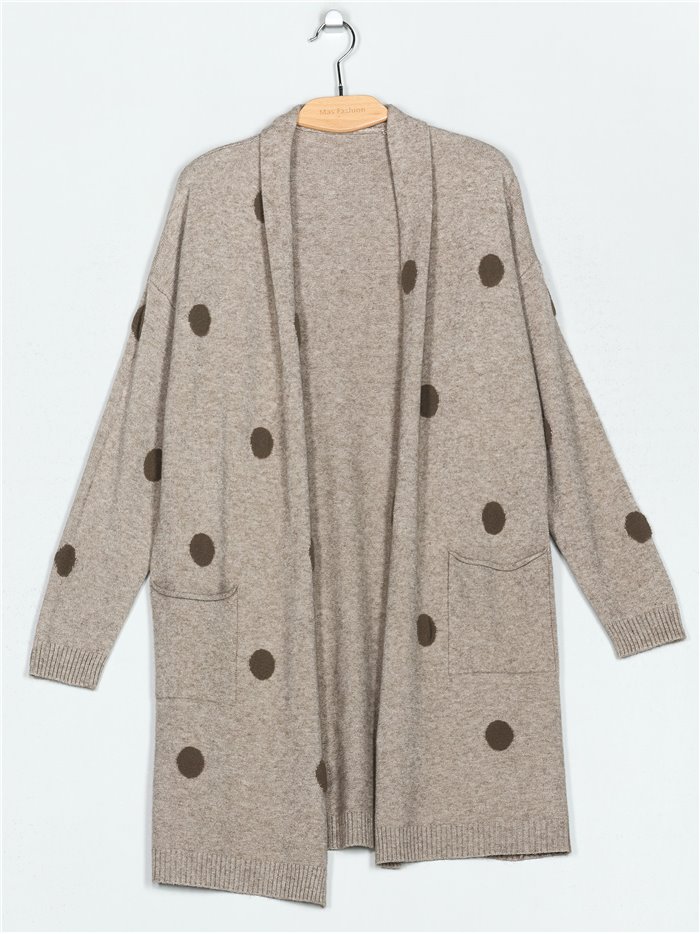 Polka dot knit cardigan (M/L-L/XL)