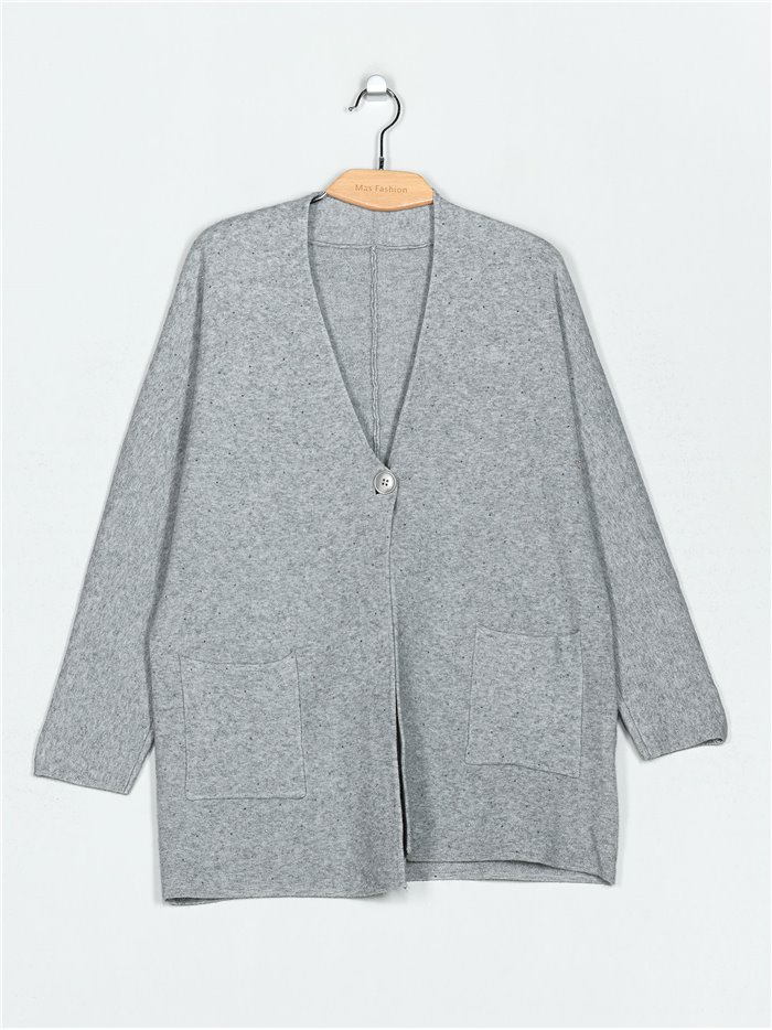 Knitted cardigan with rhinestone (M/L-L/XL)