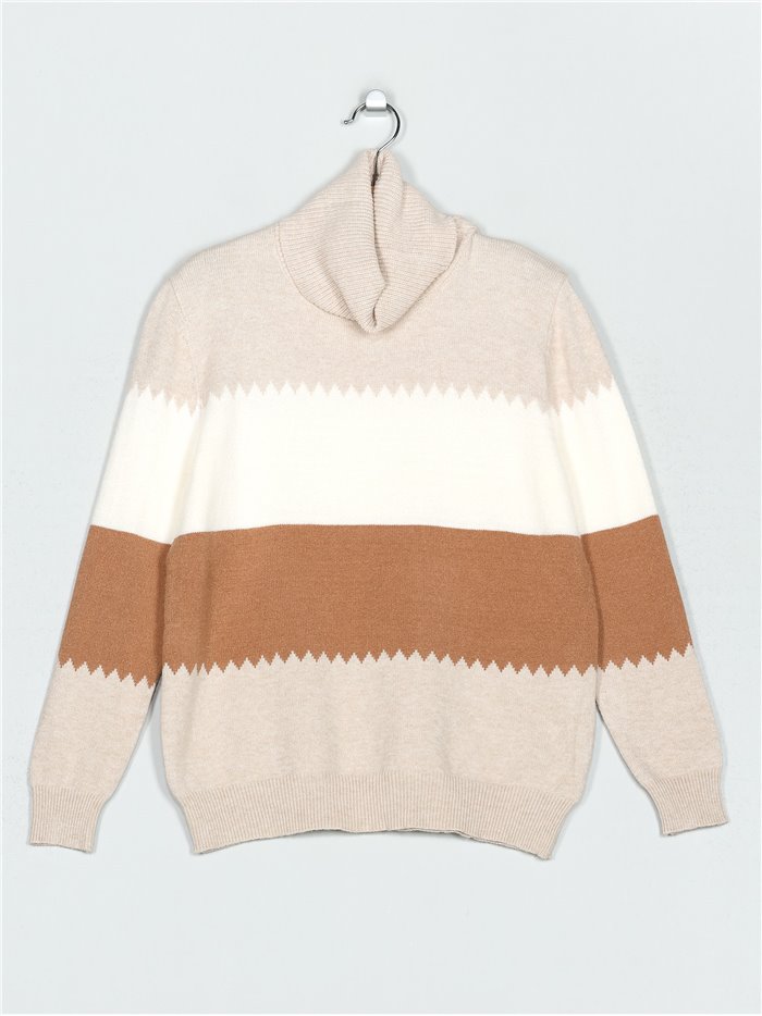 Roll neck striped sweater (M/L-XL/XXL)