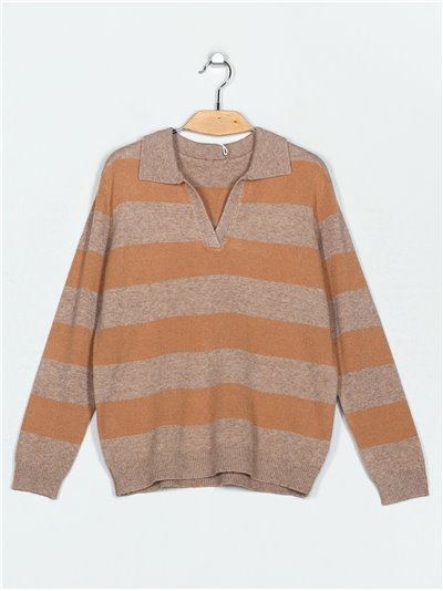 Collared striped sweater (M/L-XL/XXL)