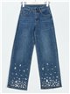 Straight jeans with rhinestone azul (XS-XXL)