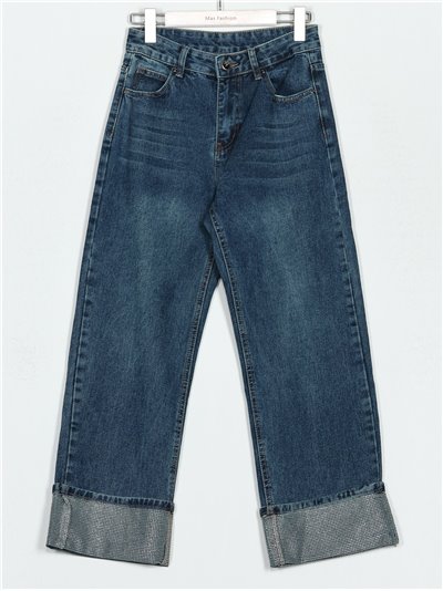 Jeans mom fit strass azul (S-XXL)