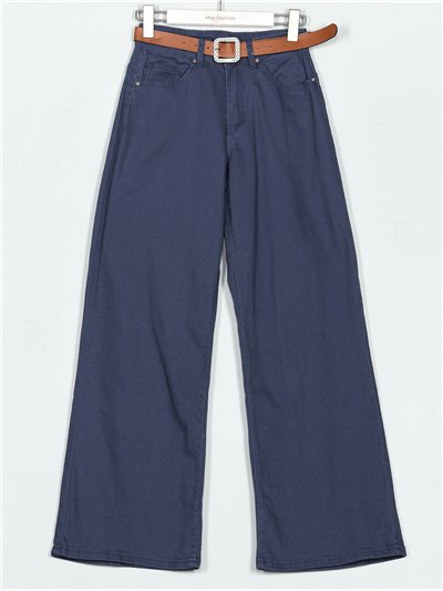 Jeans rectos cinturón azul (S-XXL)