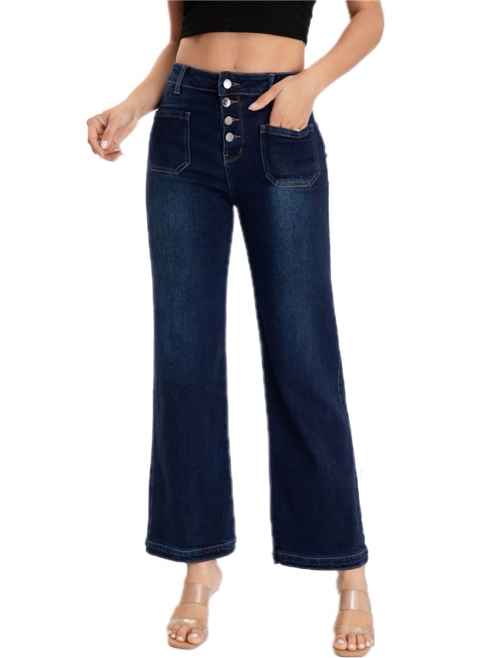 Straight jeans with buttons azul (S-XXL)