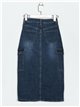 Falda denim midi bolsillos azul (XS-XL)