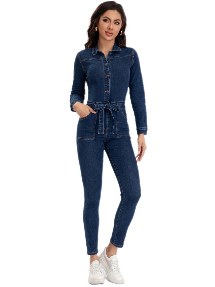 Mono largo denim botones azul (XS-XL)