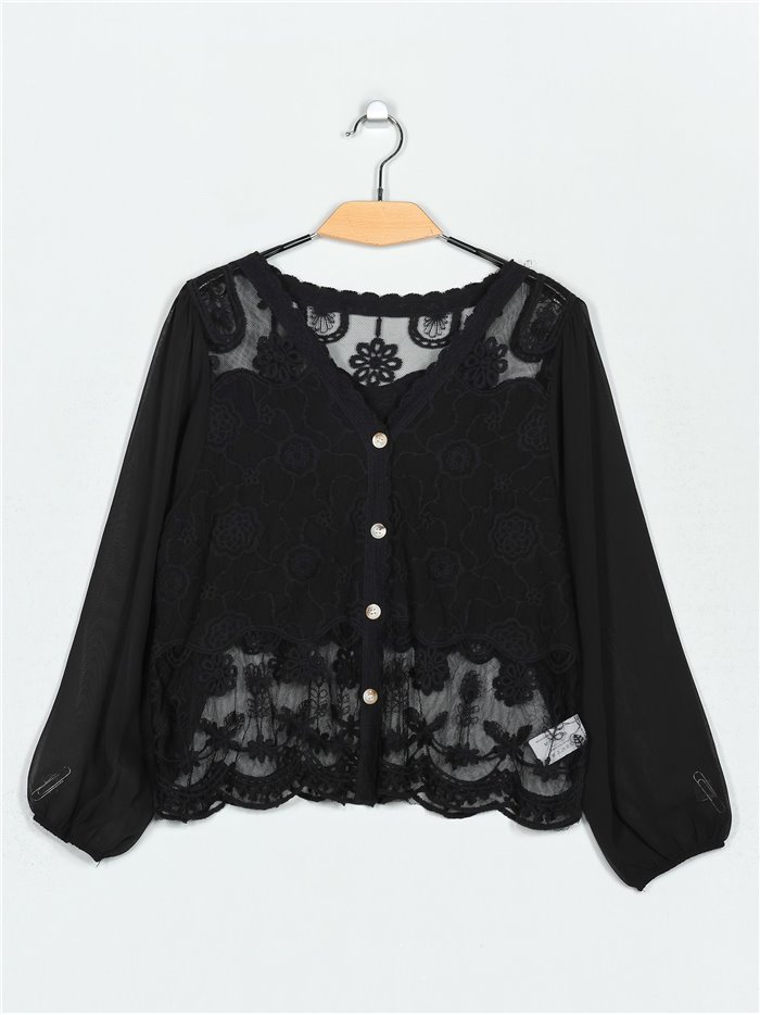 Cardigan with lace (M/-XL/2XL)