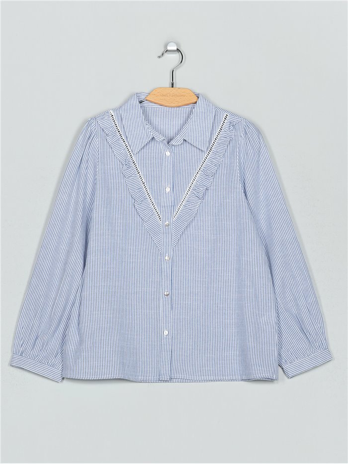 Striped shirt with ruffle (M-L-XL-2XL)