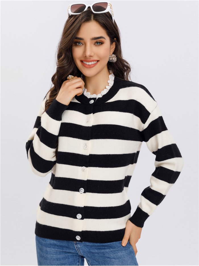 Striped knit cardigan (S/M-L/XL)