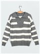 Striped sweater with zip (S/M-L/XL)