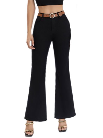 Belted flare jeans negro (S-XXL)