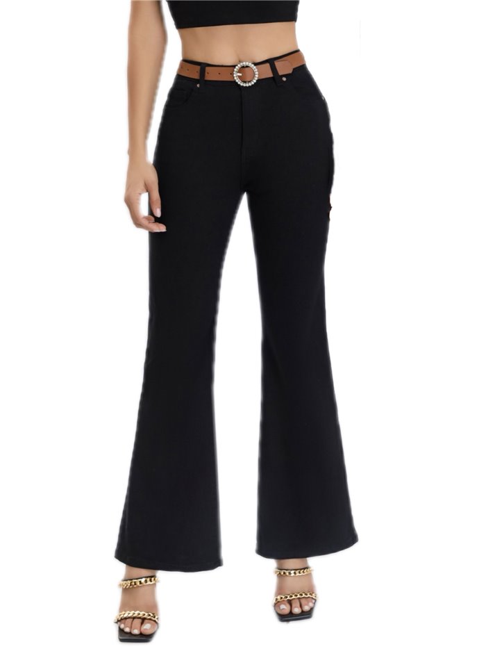 Belted flare jeans negro (S-XXL)