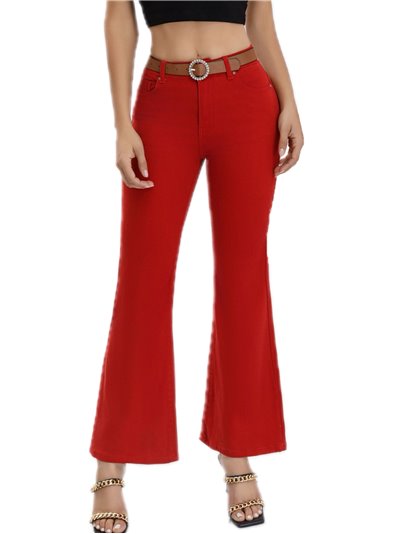 Jeans flare cinturón rojo (S-XXL)