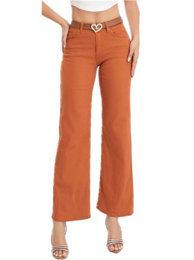 Jeans rectos cinturón naranja (S-XXL)