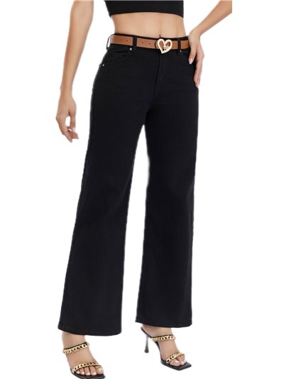 Belted straight jeans negro (S-XXL)