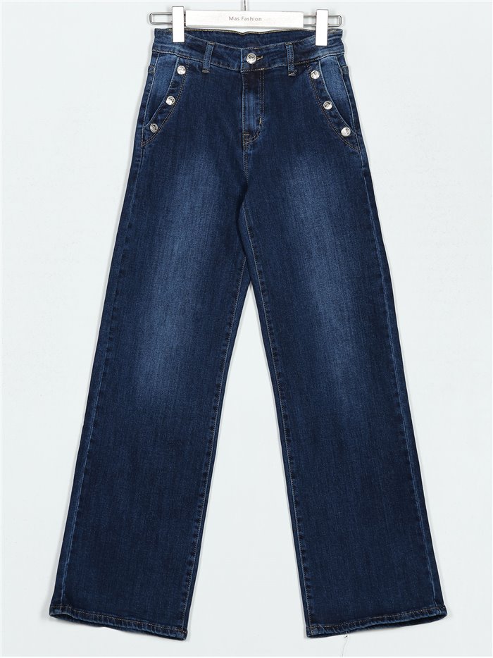 Straight jeans with buttons azul (S-XXL)