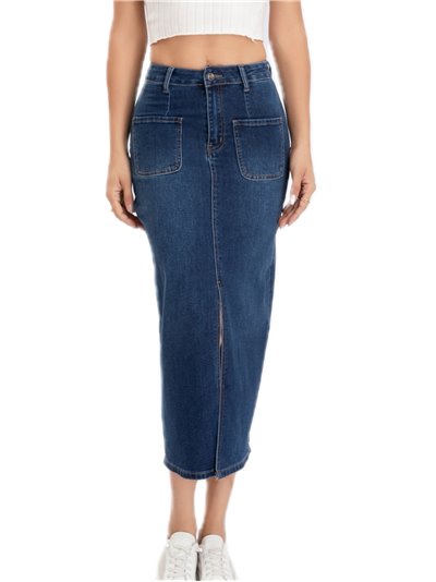 Denim midi skirt azul (S-XXL)