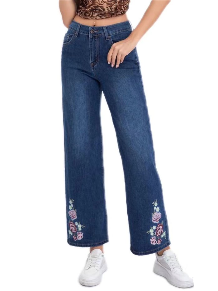 Embroidered straight jeans azul (S-XXL)