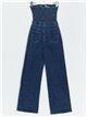 Gathered straight denim Jumpsuit azul (S-XXL)