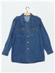 Denim overshirt with rhinestone azul (S-XXL)