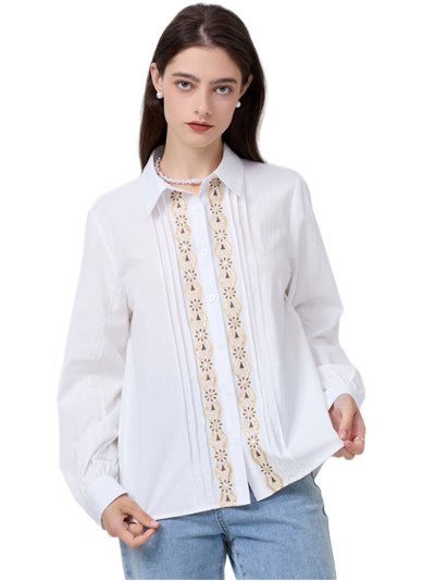 Camisa bordada lentejuelas blanco (M-L-XL-XXL)