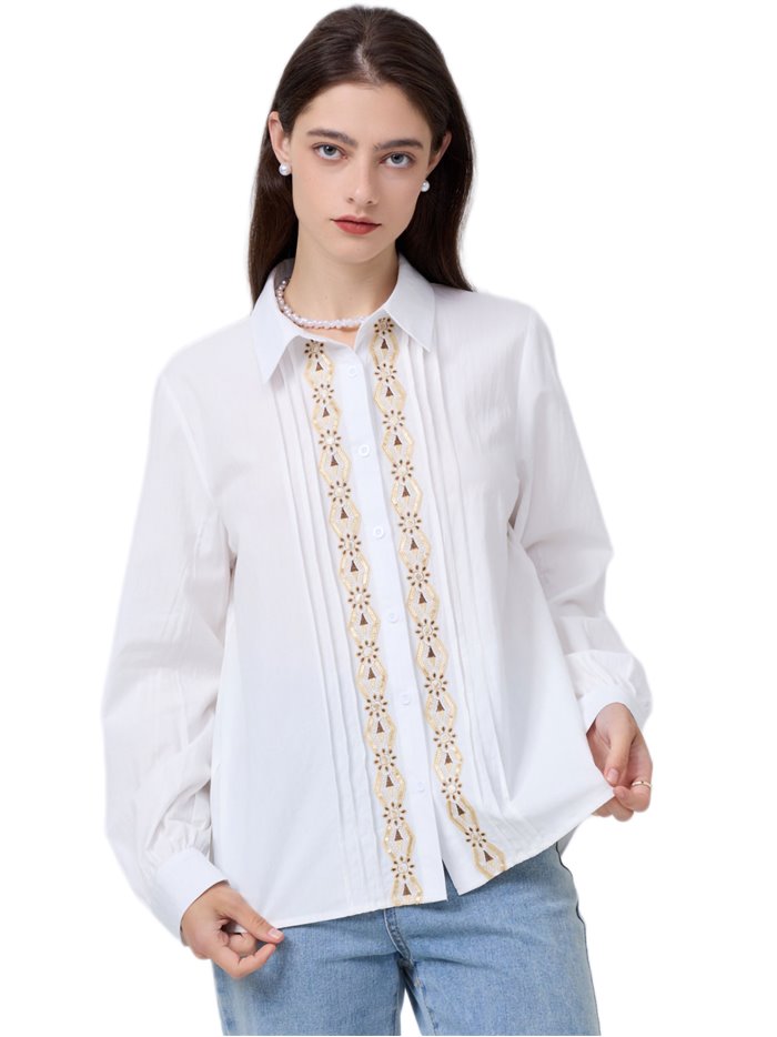 Embroidered shirt with sequins blanco (M-L-XL-XXL)