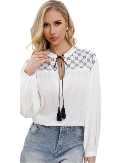 Blusa amplia bordada blanco (M-L-XL-XXL)