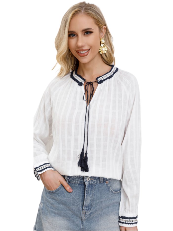 Blusa amplia bordada blanco (M-L-XL-XXL)