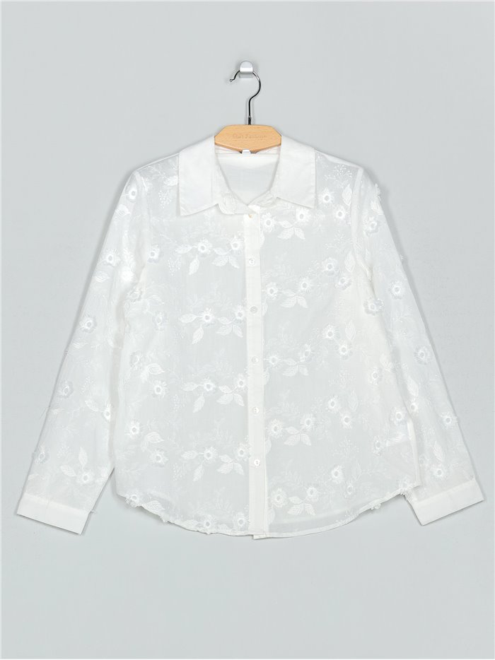 Camisa flores blanco (M-L-XL-XXL)