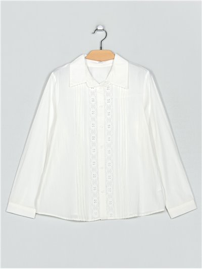 Die-cut embroidered shirt blanco (M-L-XL-XXL)