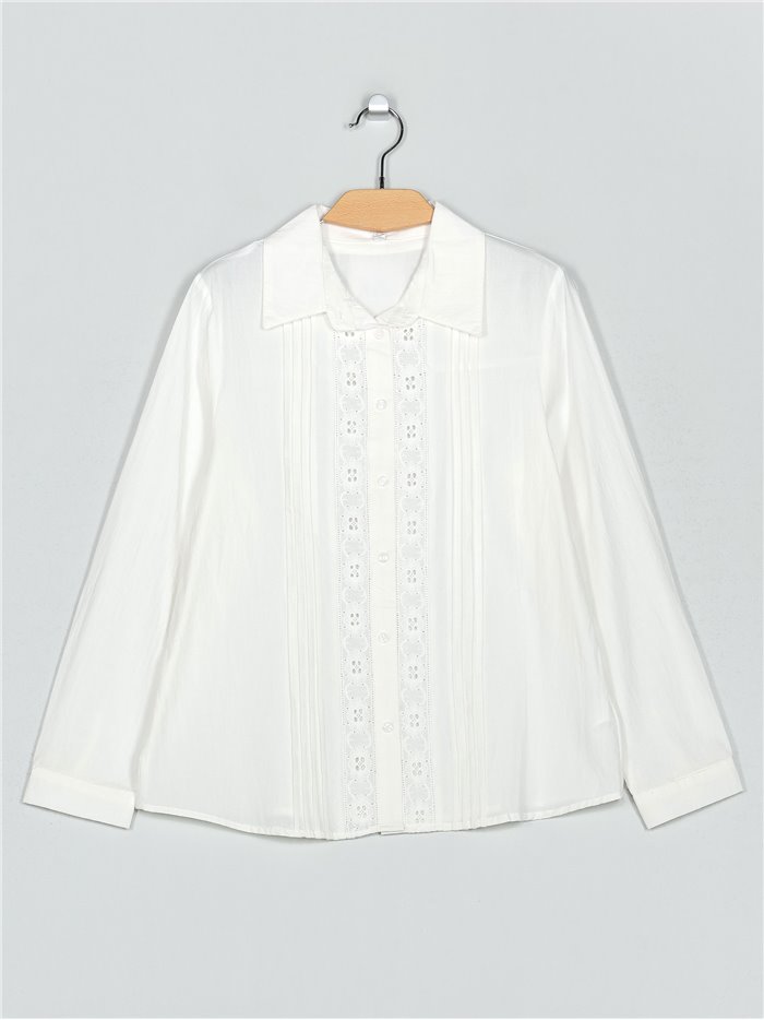 Die-cut embroidered shirt blanco (M-L-XL-XXL)