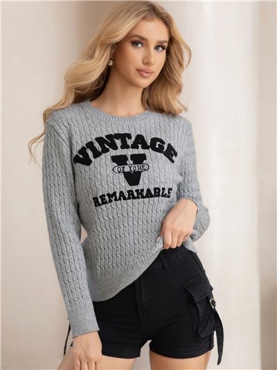 Textured cable-knit sweater (S/M-L/XL)