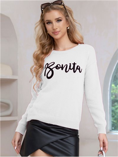 Embroidered slogan sweater (S/M-L/XL)