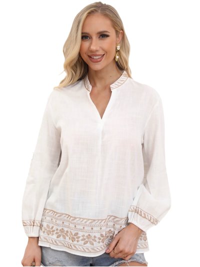 Embroidered linen effect blouse (M-L-XL-XXL)