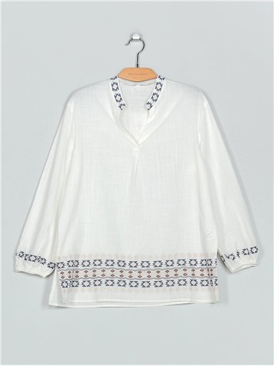 Embroidered linen effect blouse (M-L-XL-XXL)