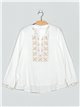 Embroidered linen effect blouse (M-L-XL)