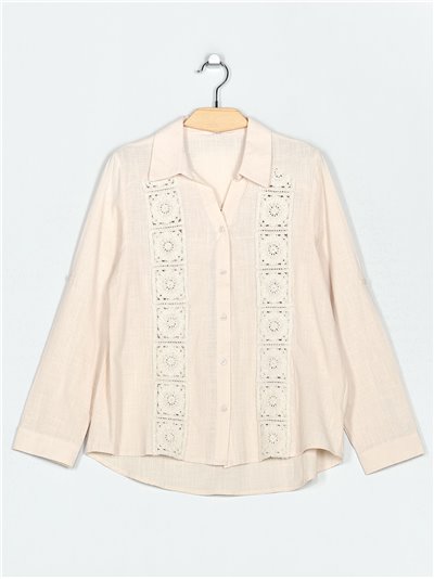 Linen effect shirt with crochet (M-L-XL-XXL)