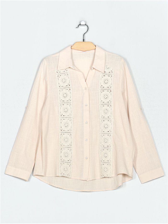 Linen effect shirt with crochet (M-L-XL-XXL)