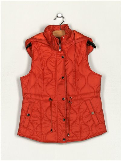 Quilted waistcoat with hood dark-orange (M-XXL)