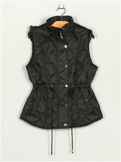 Quilted waistcoat with hood black (M-XXL)