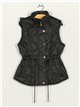 Quilted waistcoat with hood black (M-XXL)