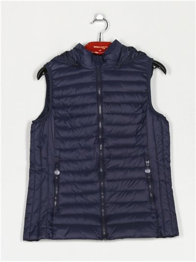 Ultra light waistcoat with hood navy (42-50)